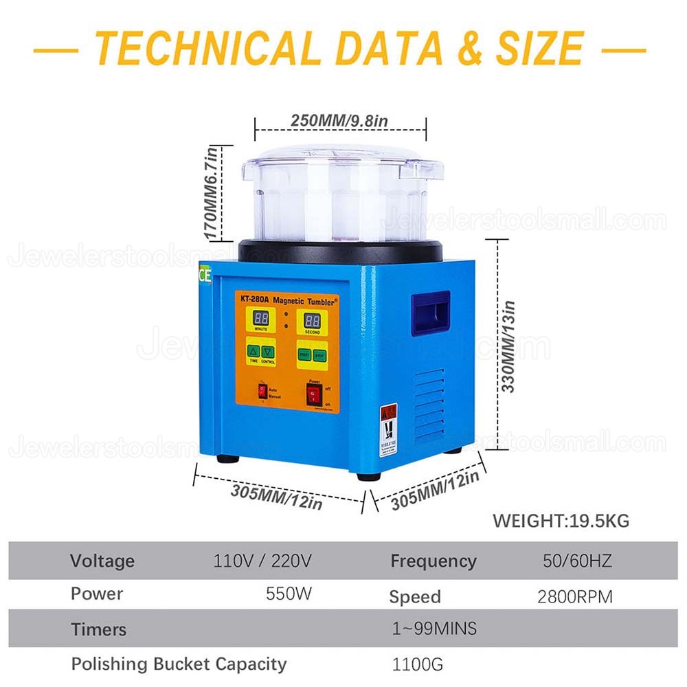 Jewelry Magnetic Tumbler Rotary Tumbler Digital Jewellery Polishing Tumbler KT-208A
